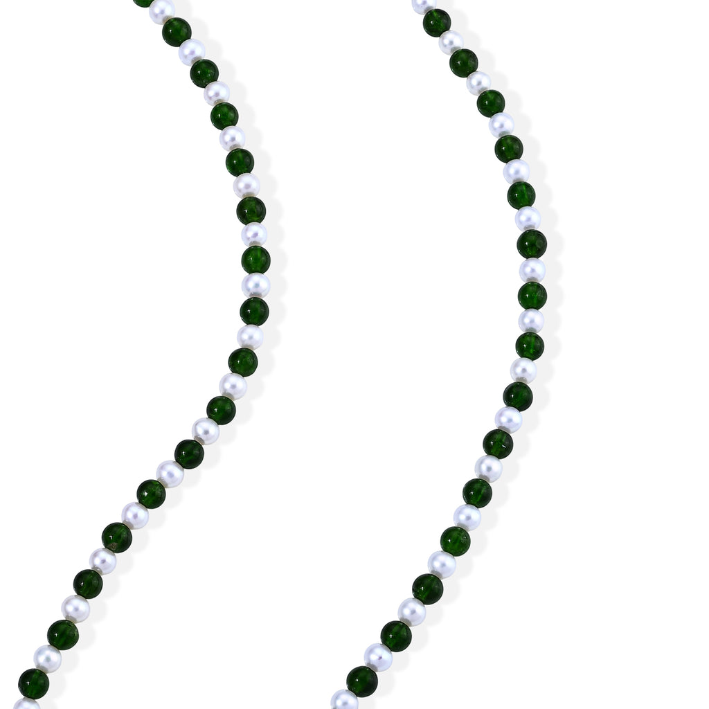 D'Joy Natural Chrome Diopside, Chinese Akoya Pearl Beads Necklace Sterling Silver  90.000  Ct._8709420_3