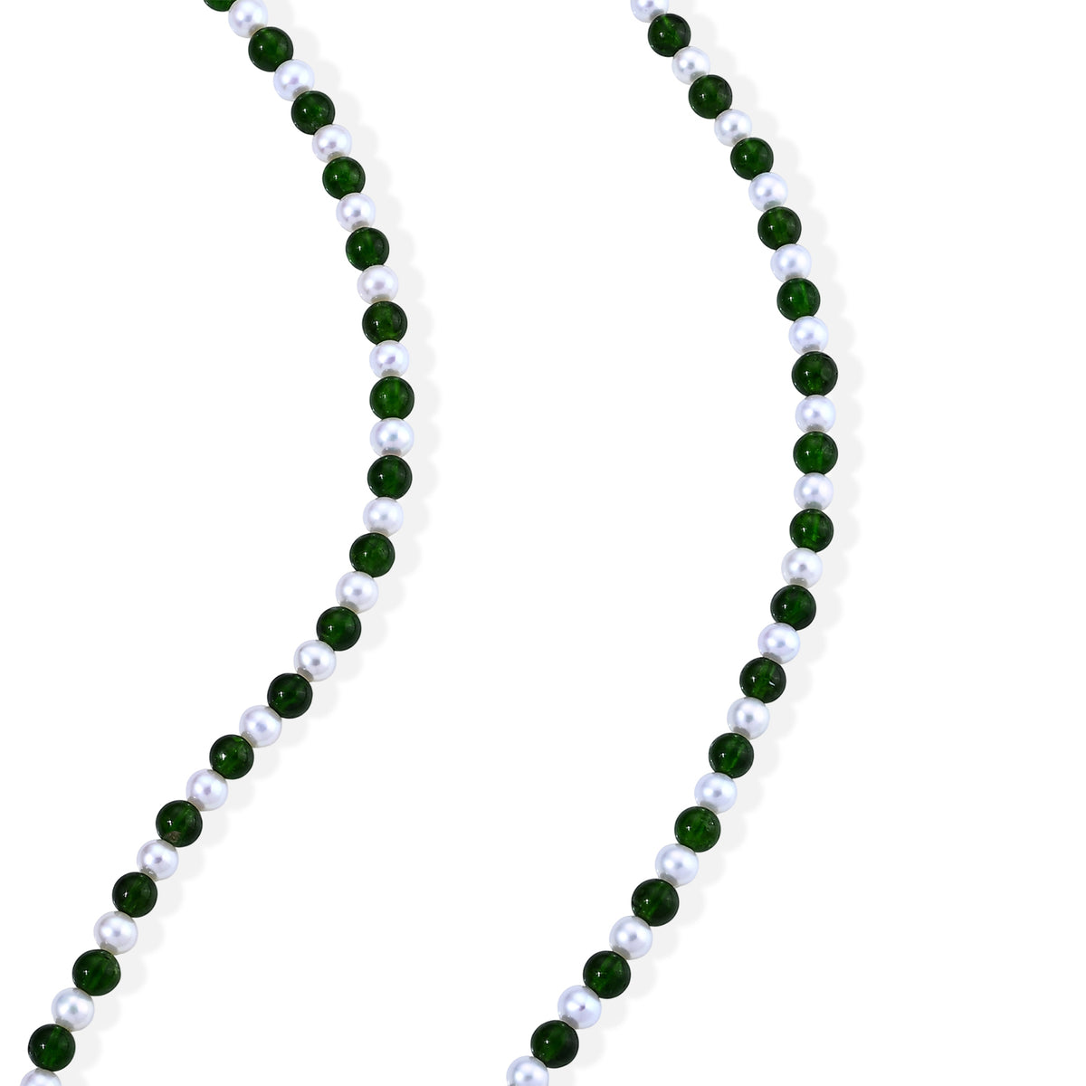 D'Joy - Natural Chrome Diopside &amp; Chinese Akoya Pearl Adjustable Beads Necklace (Size - 20-2 Ext) in Yellow Gold Plated Sterling Silver 90.00 Ct. 8709420 3