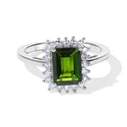 Luxuriant Natural Chrome Diopside, Lab Grown Diamond Ring in Rhodium OverlaySterling Silver  1.822  Ct._8709905