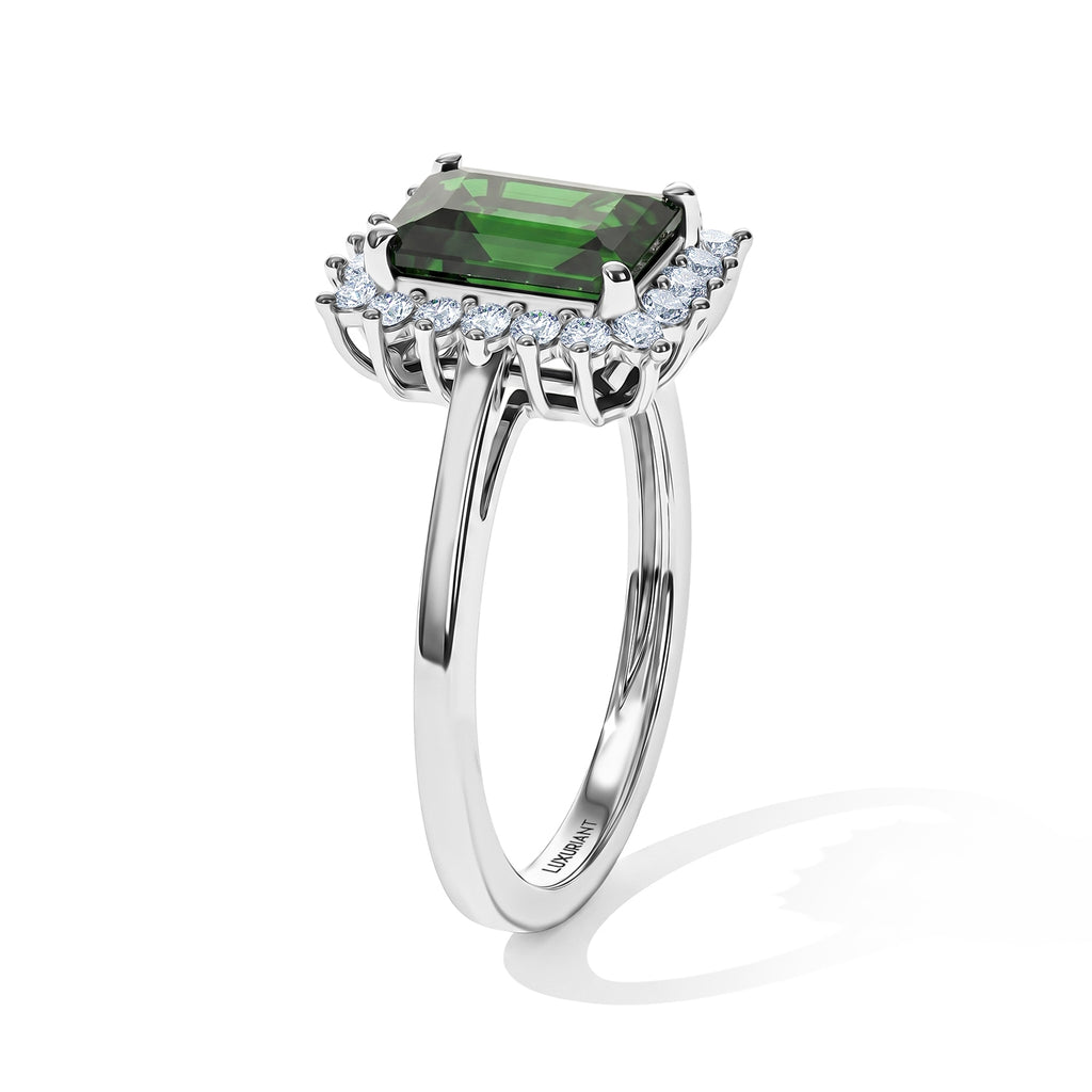 Luxuriant Natural Chrome Diopside, Lab Grown Diamond Ring in Rhodium OverlaySterling Silver  1.822  Ct._8709905_3