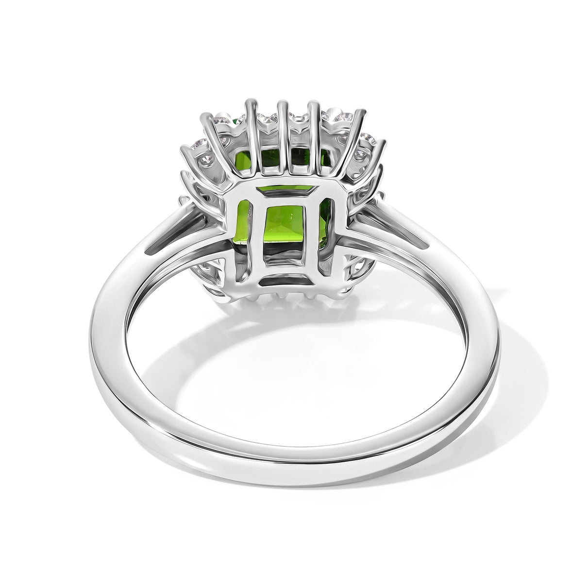 Luxuriant - Natural Chrome Diopside &amp; Lab Grown Diamond (SI-G-H) Halo Ring in Rhodium Overlay Sterling Silver 1.82 Ct. 8709905 5