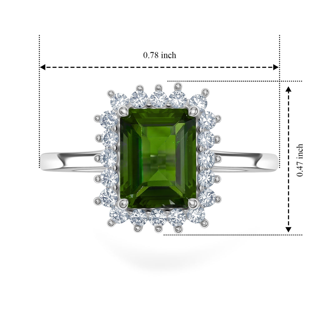 Luxuriant Natural Chrome Diopside, Lab Grown Diamond Ring in Rhodium OverlaySterling Silver  1.822  Ct._8709905_5