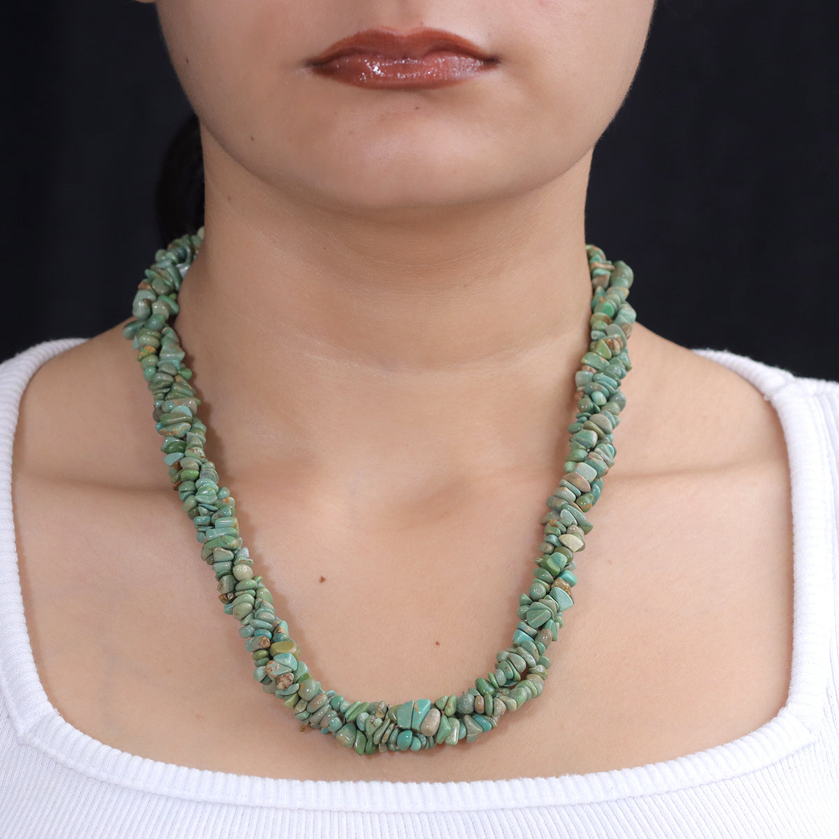 D'Joy - Natural Green Turquoise Necklace (Size - 20) in Rhodium Overlay Sterling Silver 260.00 Ct. 8709946 2