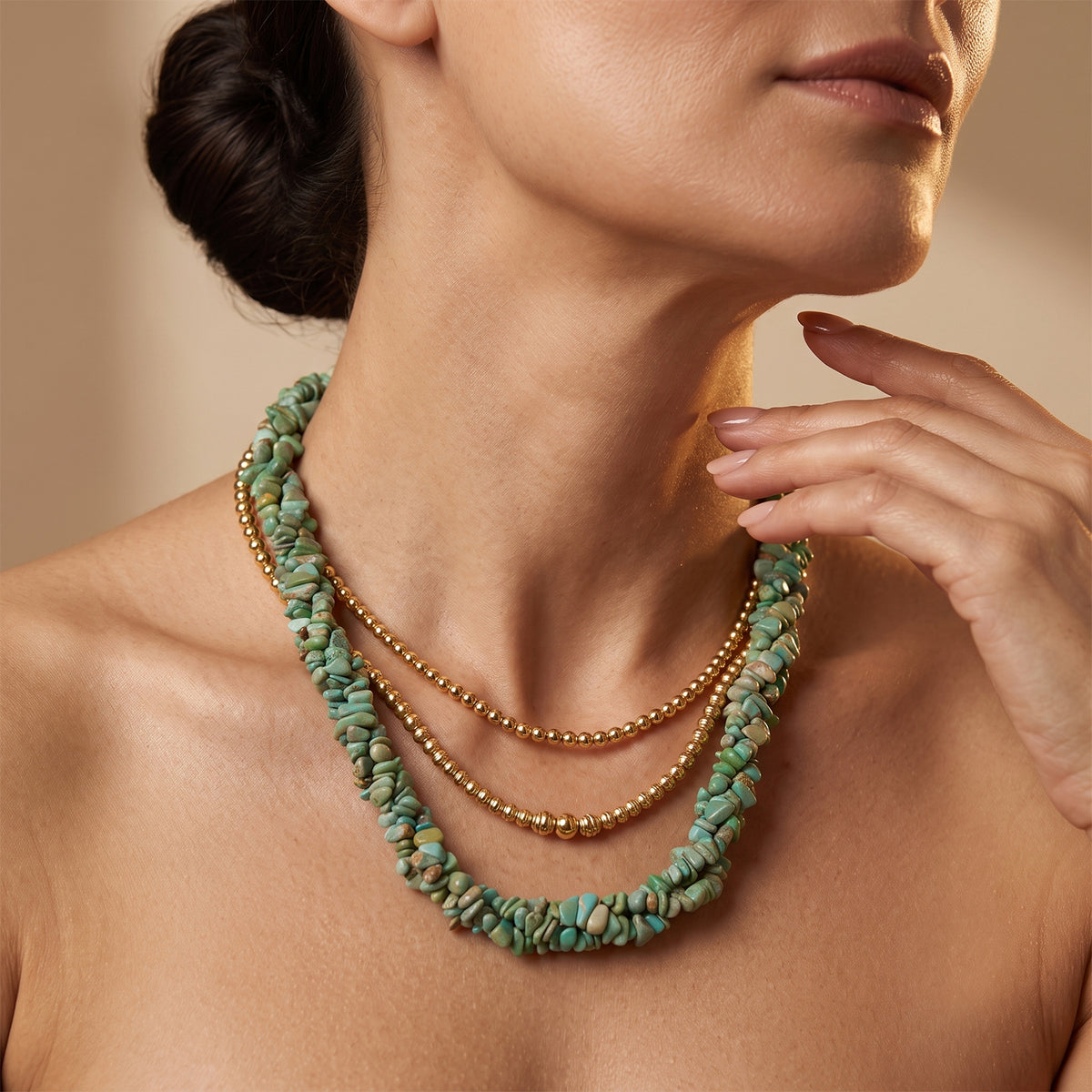 D'Joy - Natural Green Turquoise Necklace (Size - 20) in Rhodium Overlay Sterling Silver 260.00 Ct. 8709946 3