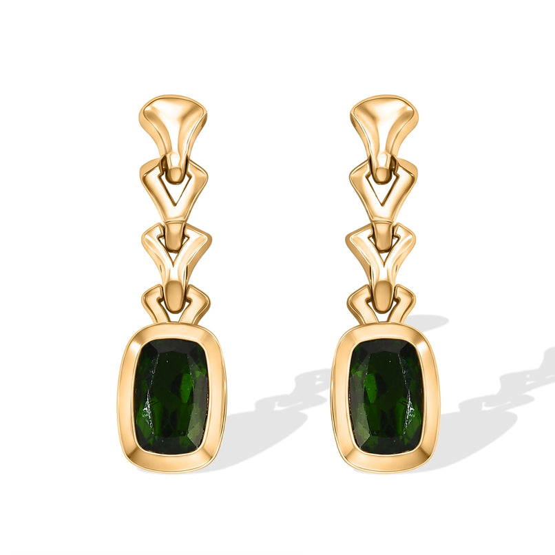 D'Joy Natural Chrome Diopside Solitaire Stud Push Post Earring Sterling Silver  1.110  Ct._8709976