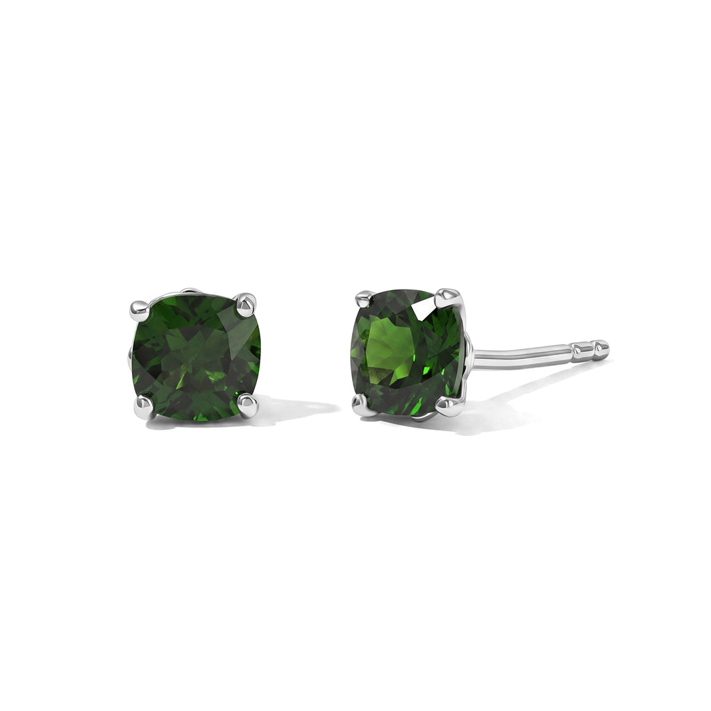 Natural Chrome Diopside Solitaire Stud Push Post Earring in Platinum OverlaySterling Silver  1.320  Ct._8709977
