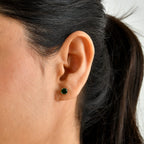Natural Chrome Diopside Solitaire Stud Push Post Earring in Platinum OverlaySterling Silver  1.320  Ct._8709977_1