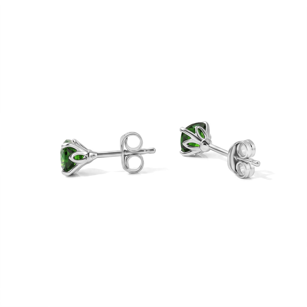 Natural Chrome Diopside Solitaire Stud Push Post Earring in Platinum OverlaySterling Silver  1.320  Ct._8709977_3