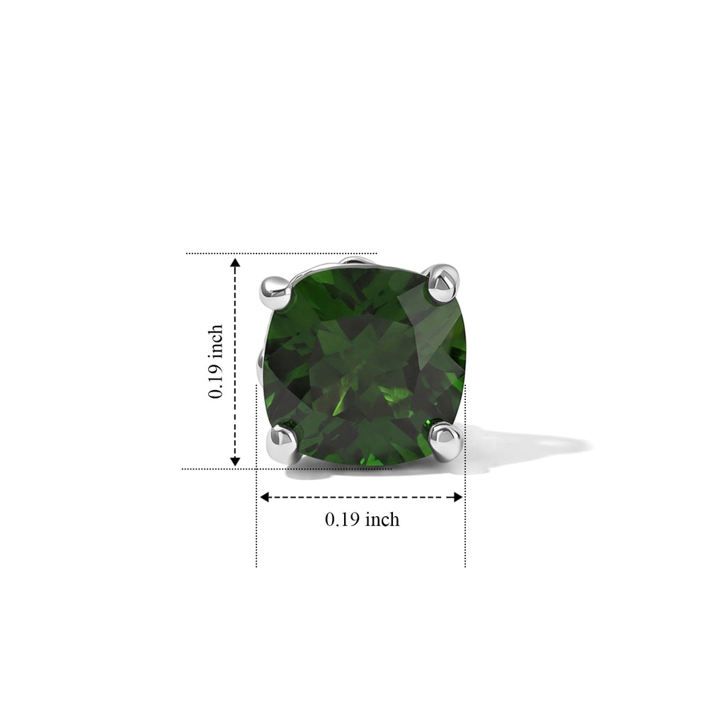 Natural Chrome Diopside Solitaire Stud Push Post Earring in Platinum OverlaySterling Silver  1.320  Ct._8709977_4