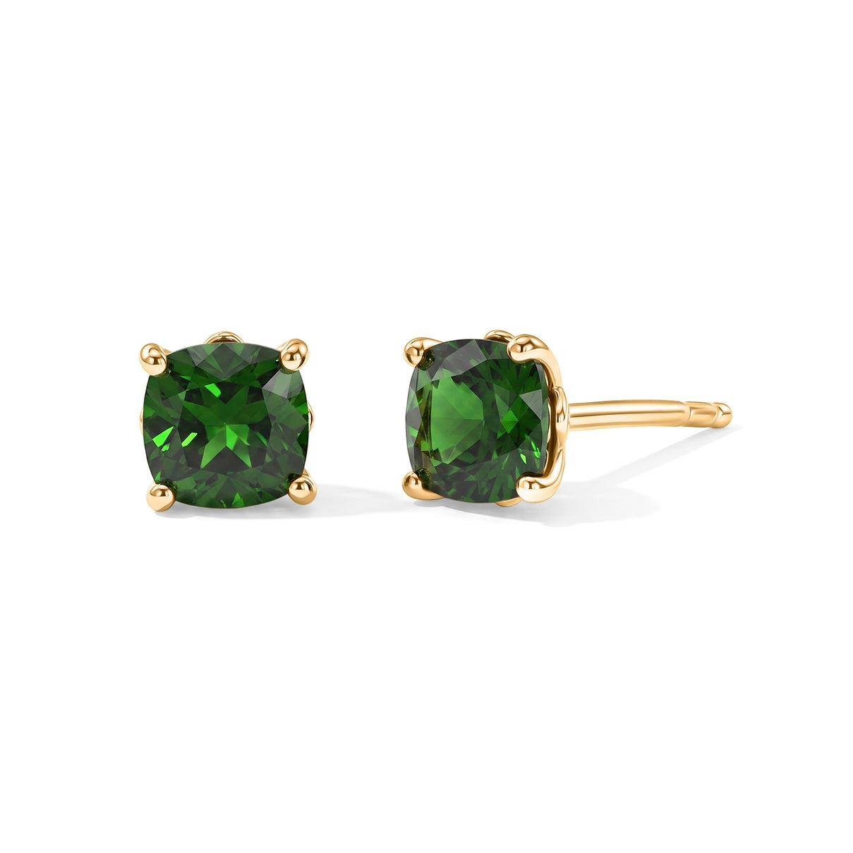 D'Joy - Natural Chrome Diopside Solitaire Stud Push Post Earring in Yellow Gold Plated Sterling Silver 1.32 Ct. 8709978 0