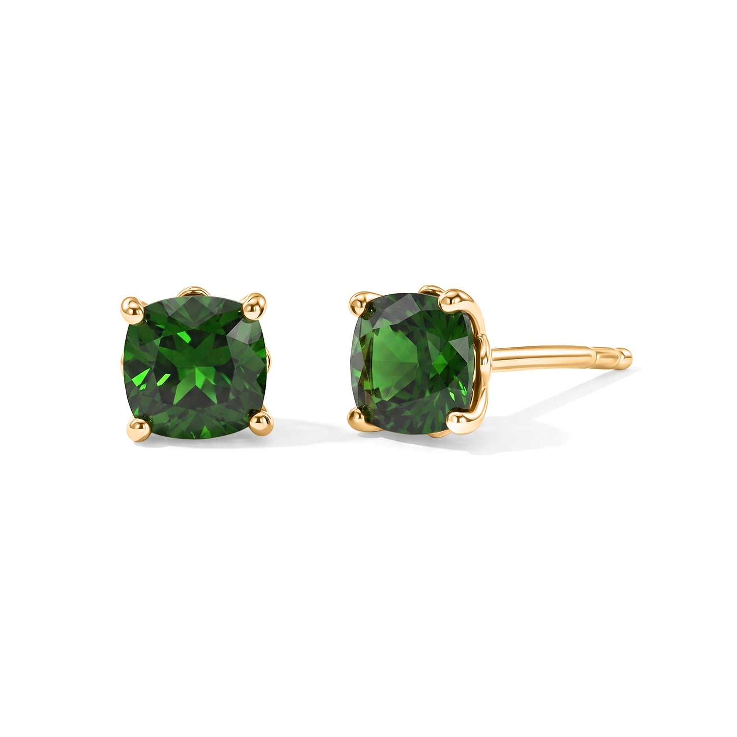 D'Joy - Natural Chrome Diopside Solitaire Stud Push Post Earring in Yellow Gold Plated Sterling Silver 1.32 Ct. 8709978 0
