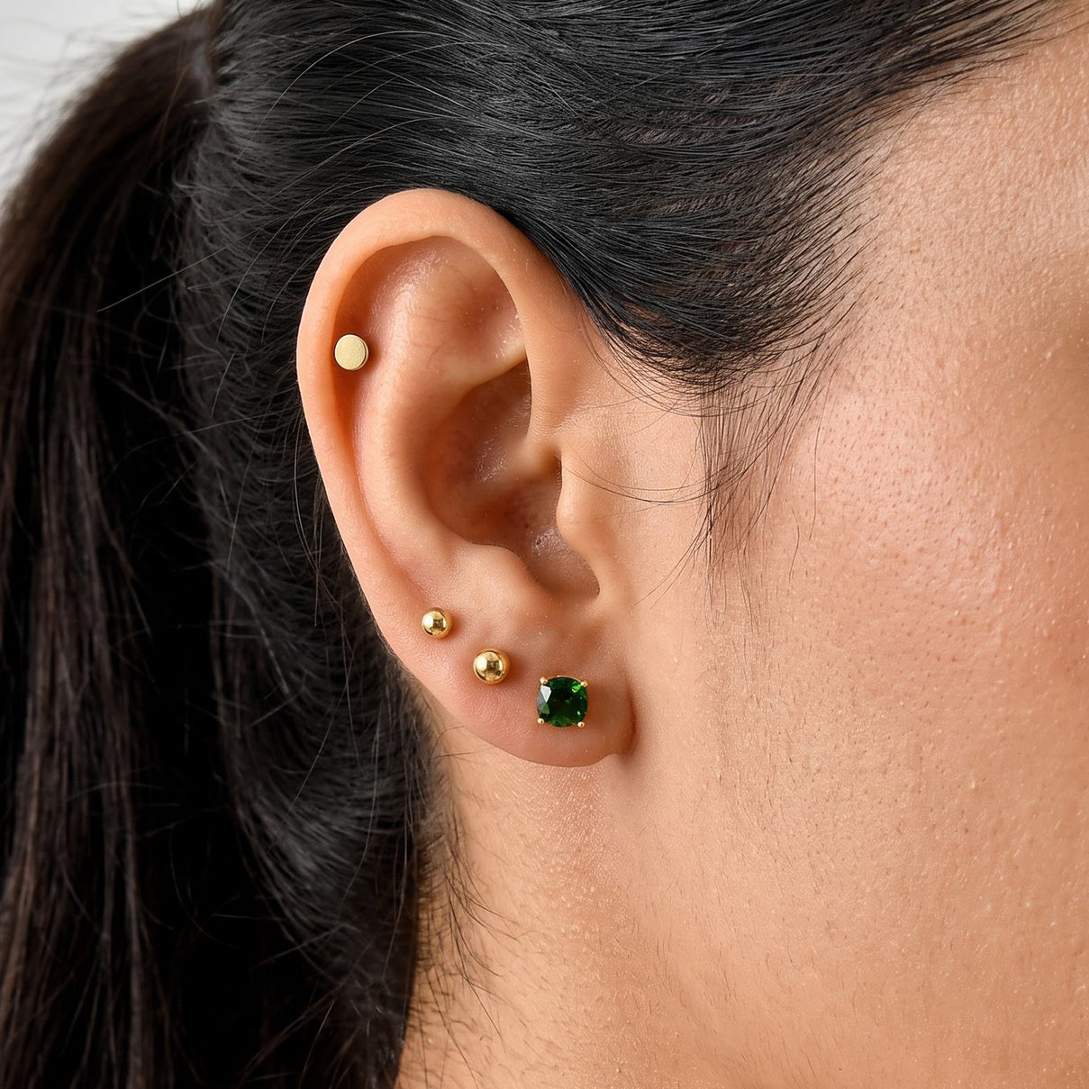 D'Joy - Natural Chrome Diopside Solitaire Stud Push Post Earring in Yellow Gold Plated Sterling Silver 1.32 Ct. 8709978 3