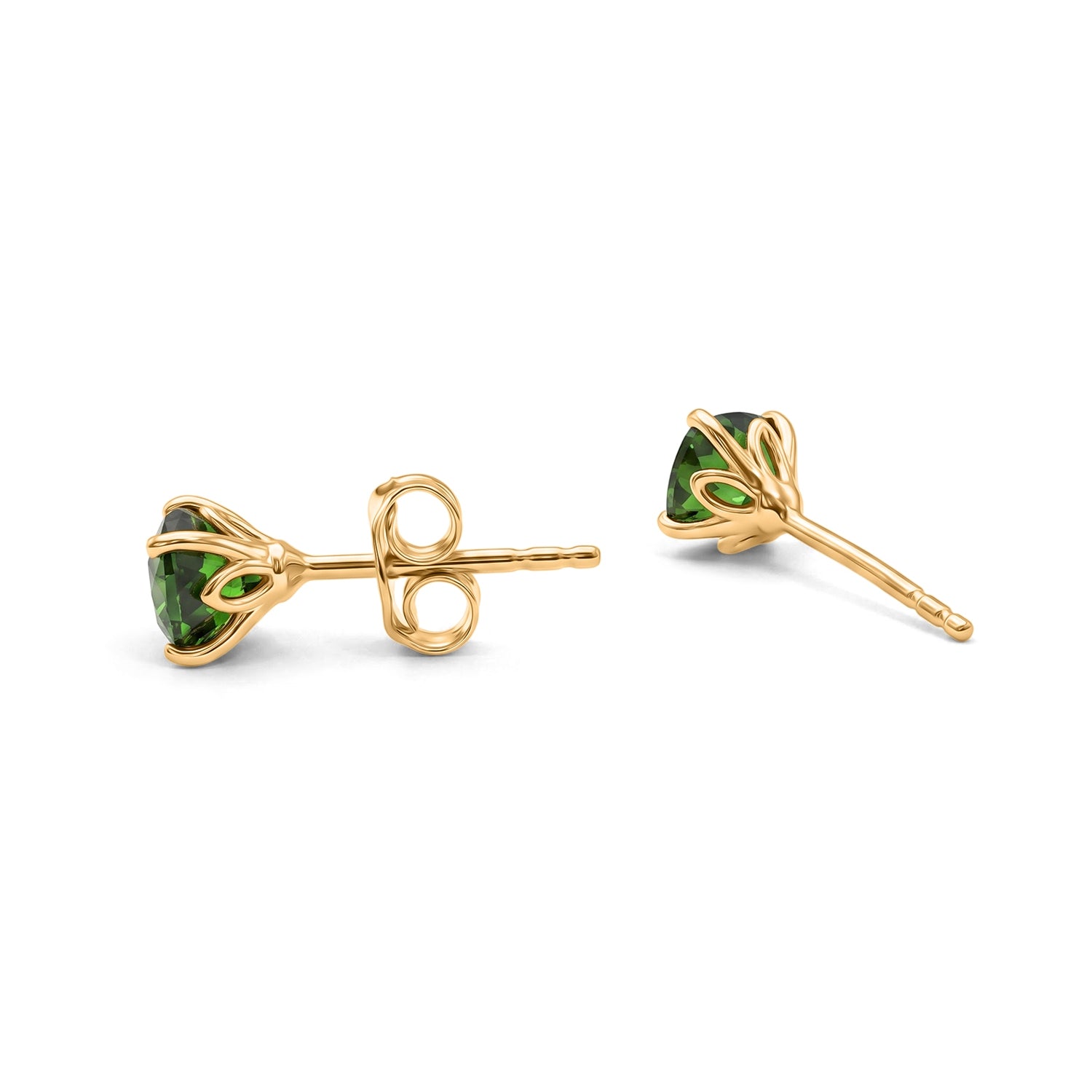 D'Joy - Natural Chrome Diopside Solitaire Stud Push Post Earring in Yellow Gold Plated Sterling Silver 1.32 Ct. 8709978 4