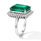 D'Joy - Colombian Colour Emeraldine Quartz & White Zircon Ring in Rhodium Overlay Sterling Silver 14.30 Ct._8710080_2