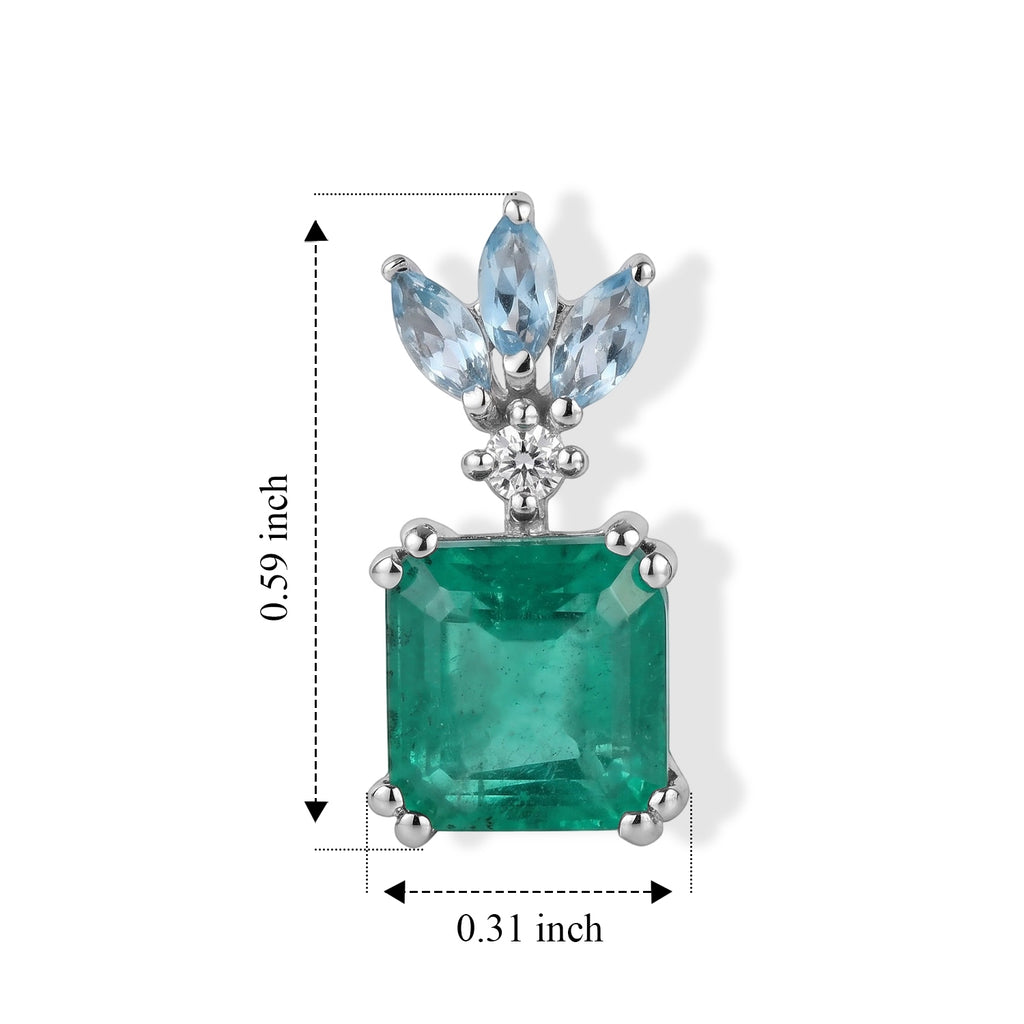 D'Joy - Colombian Colour Emeraldine Quartz, Swiss Blue Topaz & Moissanite Earring with Push Back in Platinum Overlay Sterling Silver 4.10 Ct._8710092_3