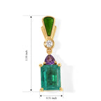 D'Joy - Colombian Colour Emeraldine Quartz, White Zircon & African Amethyst Dangling Earring with Push Post in Yellow Gold Plated Sterling Silver 6.35 Ct._8710093_3