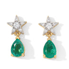 D'Joy - Colombian Colour Emeraldine Quartz & White Zircon Dangling Earring with Push Post in Yellow Gold Plated Sterling Silver 2.20 Ct._8710145
