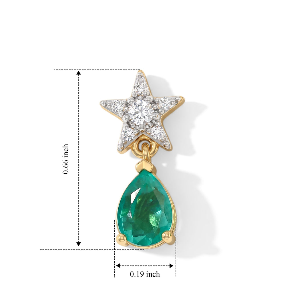 D'Joy - Colombian Colour Emeraldine Quartz & White Zircon Dangling Earring with Push Post in Yellow Gold Plated Sterling Silver 2.20 Ct._8710145_3