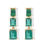D'Joy - Colombian Colour Emeraldine Quartz Dangling Earring with Push Post in Yellow Gold Plated Sterling Silver 7.83 Ct._8710146