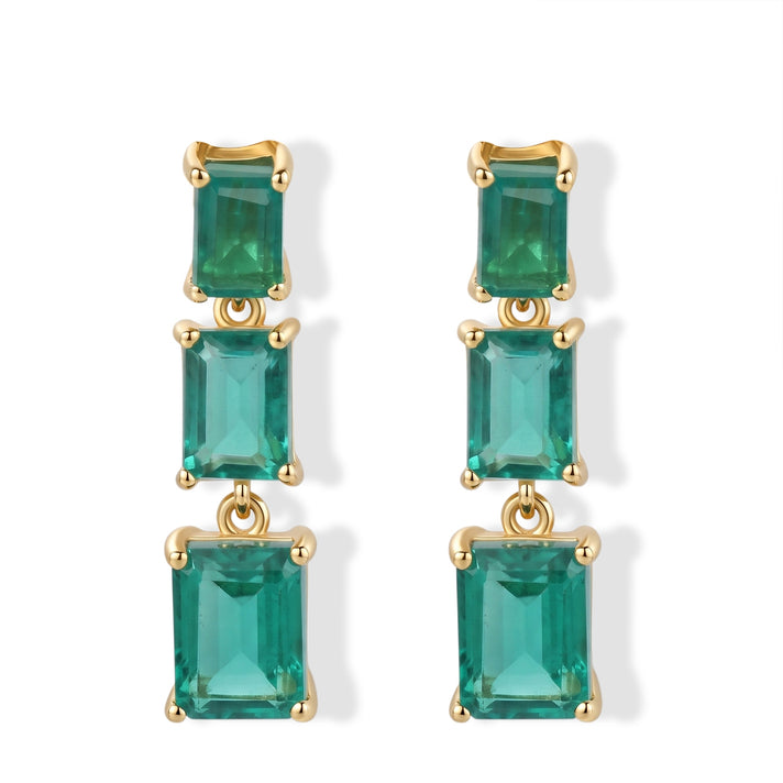 D'Joy - Colombian Colour Emeraldine Quartz Dangling Earring with Push Post in Yellow Gold Plated Sterling Silver 7.83 Ct. 8710146 1