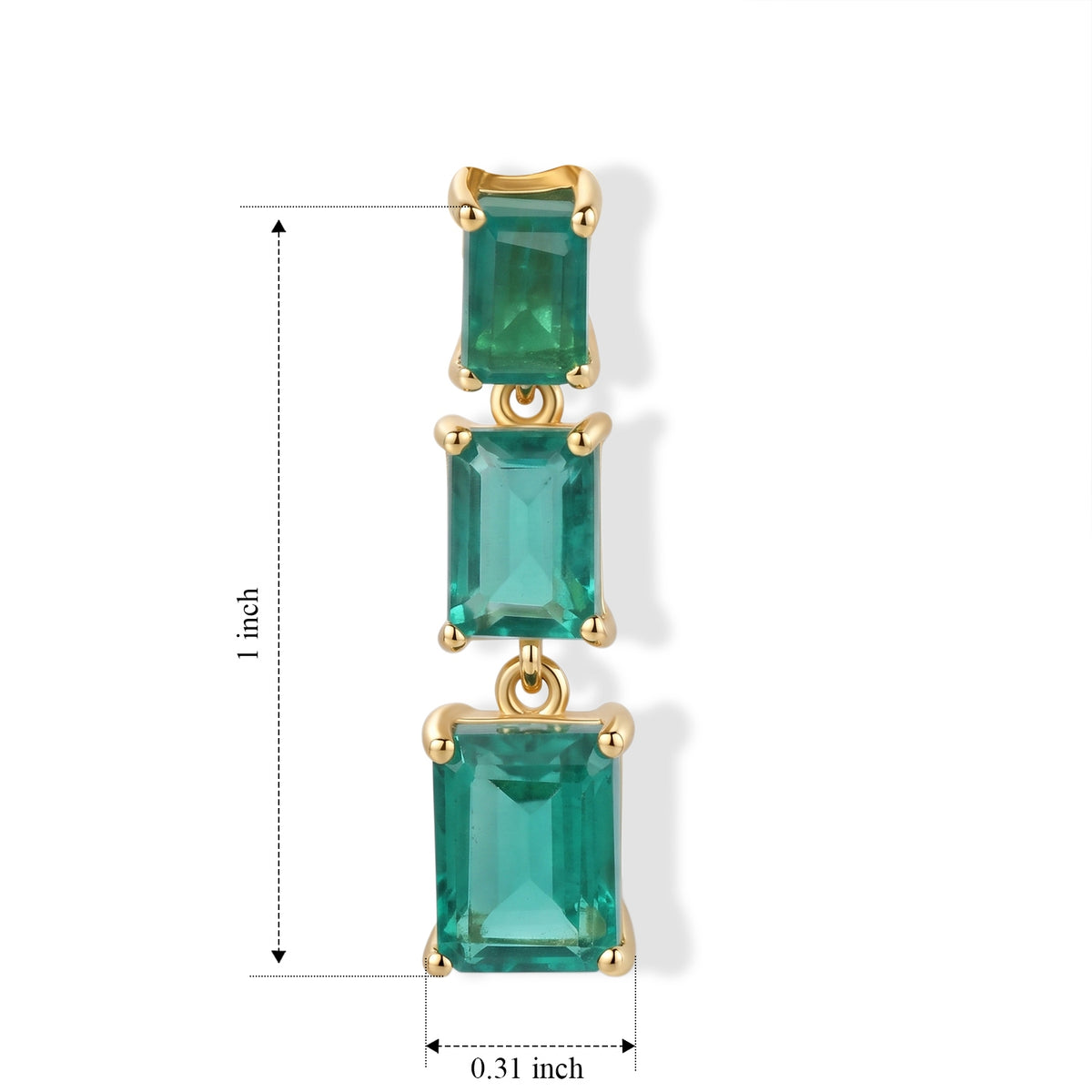 D'Joy - Colombian Colour Emeraldine Quartz Dangling Earring with Push Post in Yellow Gold Plated Sterling Silver 7.83 Ct. V32638653 4