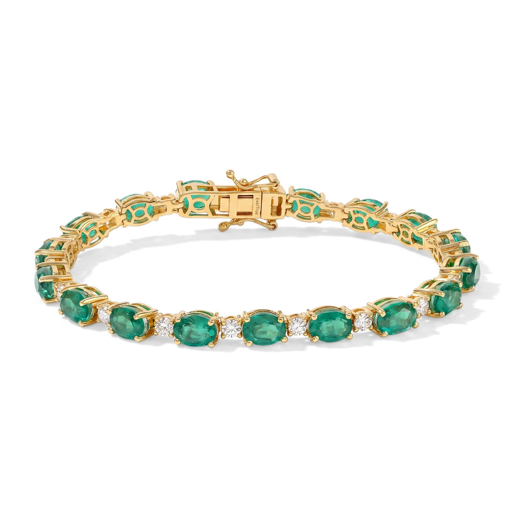 EverTrue - Colombian Colour Emeraldine Quartz & Moissanite Tennis Bracelet (Size - 7) in Yellow Gold Tone 19.80 Ct._8710166