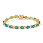 EverTrue - Colombian Colour Emeraldine Quartz & Moissanite Tennis Bracelet (Size - 7) in Yellow Gold Tone 19.80 Ct._8710166