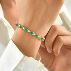 EverTrue - Colombian Colour Emeraldine Quartz & Moissanite Tennis Bracelet (Size - 7) in Yellow Gold Tone 19.80 Ct._8710166_1