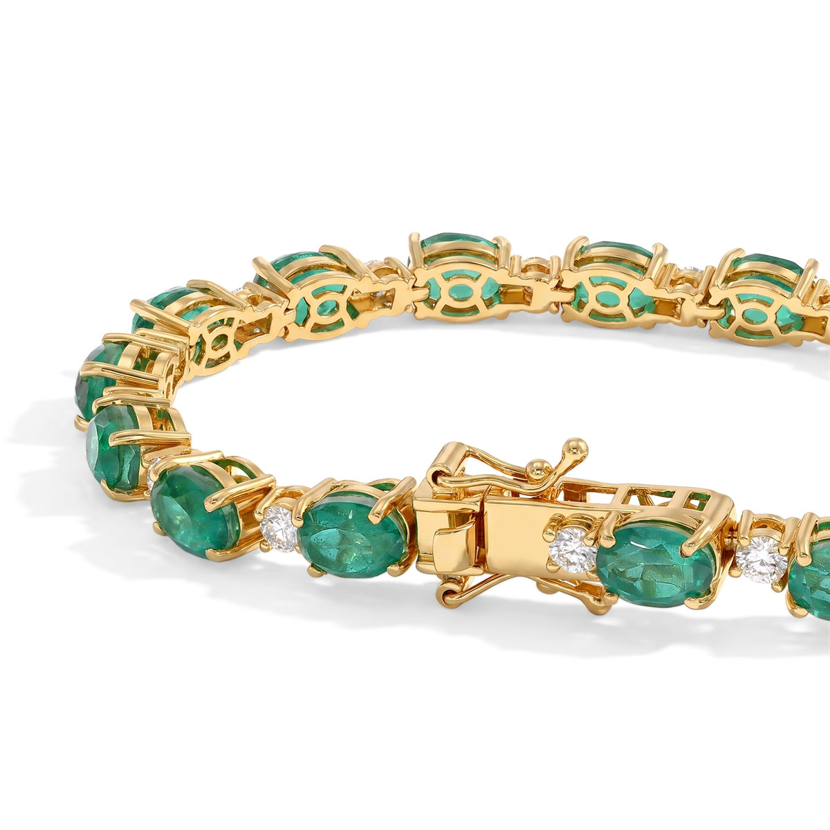 Colombian Colour Emeraldine Quartz &amp; Moissanite Tennis Bracelet (Size - 7) 19.80 Ct. V32638097 3