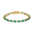 EverTrue - Colombian Colour Emeraldine Quartz & Moissanite Tennis Bracelet (Size - 8) in Yellow Gold Tone 22.50 Ct._8710167