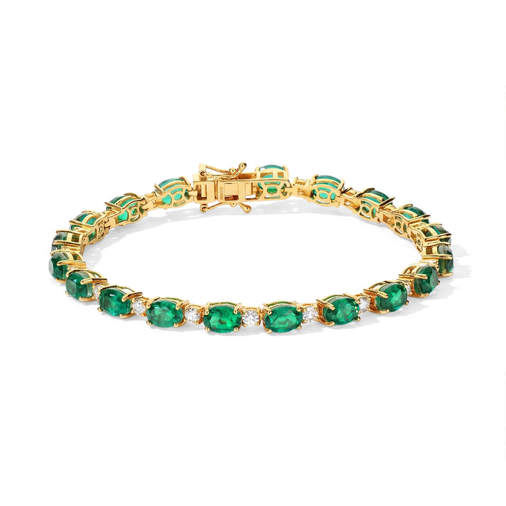 Colombian Colour Emeraldine Quartz &amp; Moissanite Tennis Bracelet (Size - 8) 22.50 Ct. 8710167 1