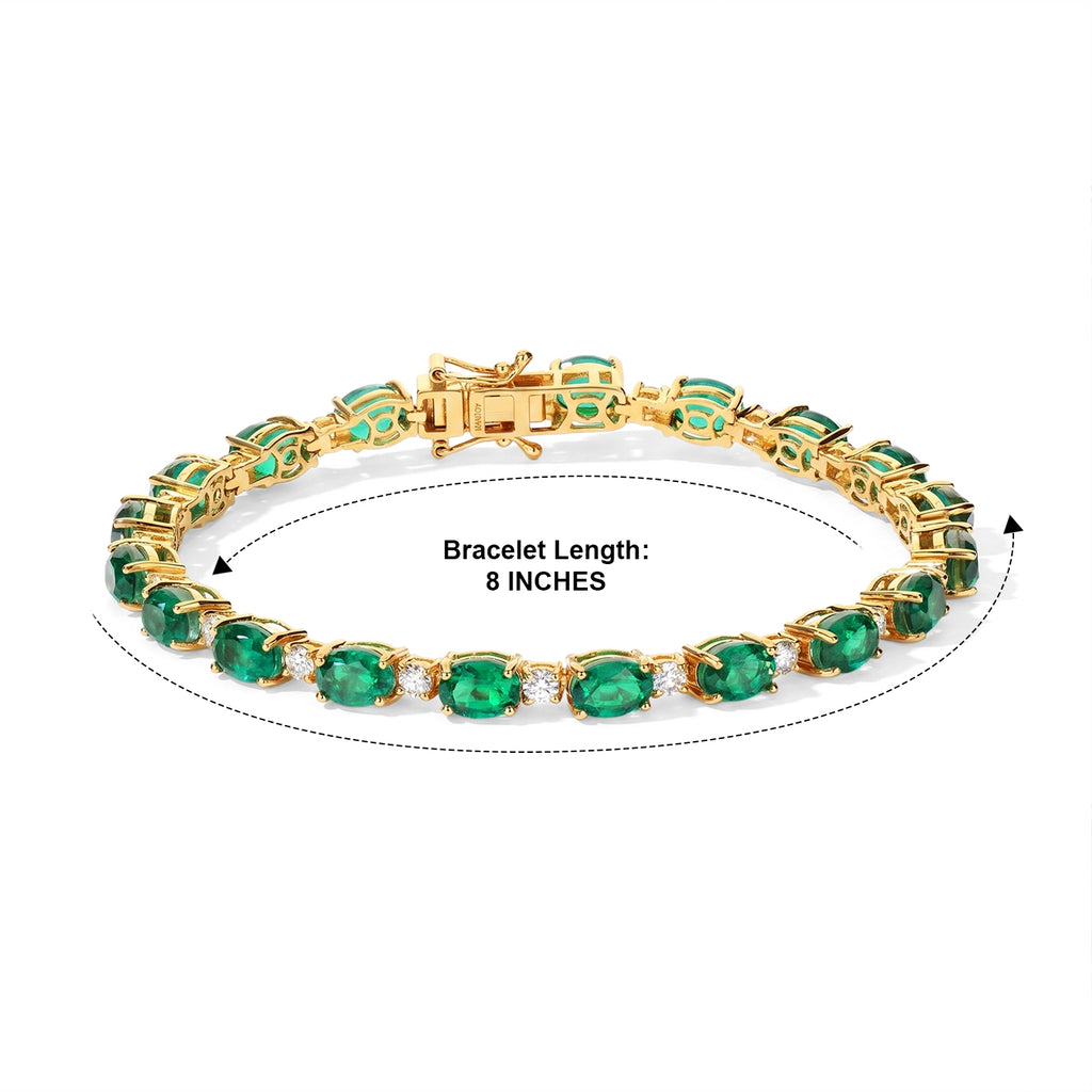 EverTrue - Colombian Colour Emeraldine Quartz & Moissanite Tennis Bracelet (Size - 8) in Yellow Gold Tone 22.50 Ct._8710167_4