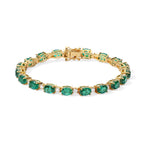 EverTrue - Colombian Colour Emeraldine Quartz & Moissanite Tennis Bracelet (Size - 7.5) in Yellow Gold Tone 22.50 Ct._8710168