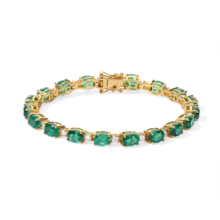 Colombian Colour Emeraldine Quartz &amp; Moissanite Tennis Bracelet (Size - 7.5) 22.50 Ct. 8710168 1