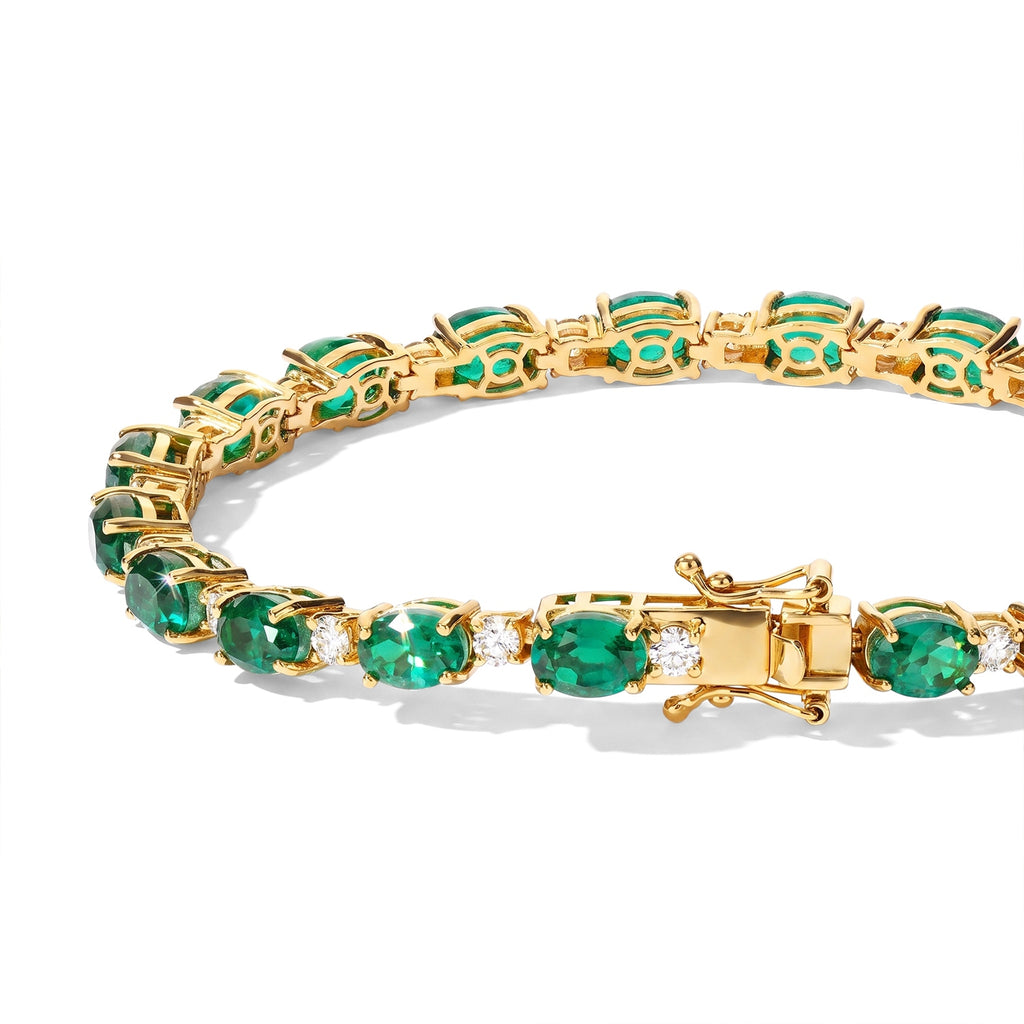 EverTrue - Colombian Colour Emeraldine Quartz & Moissanite Tennis Bracelet (Size - 7.5) in Yellow Gold Tone 22.50 Ct._8710168_3