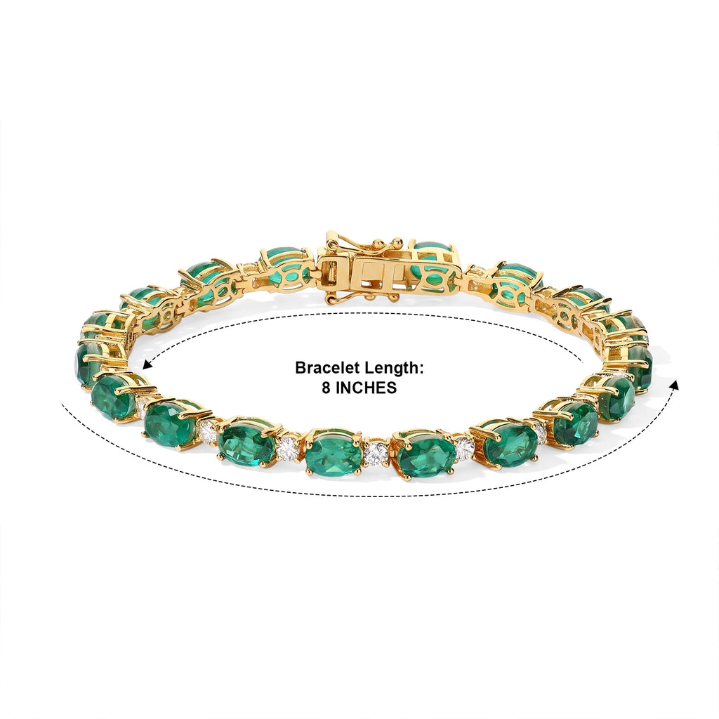 EverTrue - Colombian Colour Emeraldine Quartz & Moissanite Tennis Bracelet (Size - 7.5) in Yellow Gold Tone 22.50 Ct._8710168_4