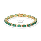 EverTrue - Colombian Colour Emeraldine Quartz & Moissanite Tennis Bracelet (Size - 7.5) in Yellow Gold Tone 22.50 Ct._8710168_4