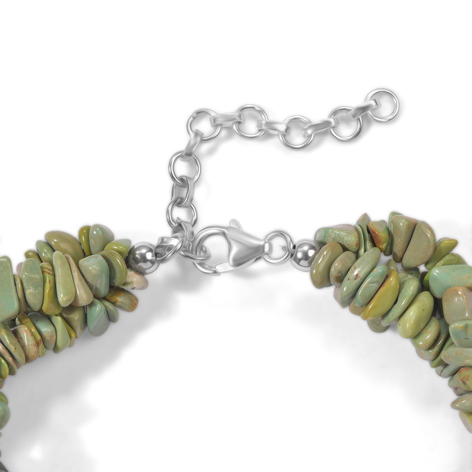 D'Joy - Green Turquoise Bracelet (Size - 7.5+2 Ext) in Rhodium Overlay Sterling Silver 100.00 Ct. V32519425 4