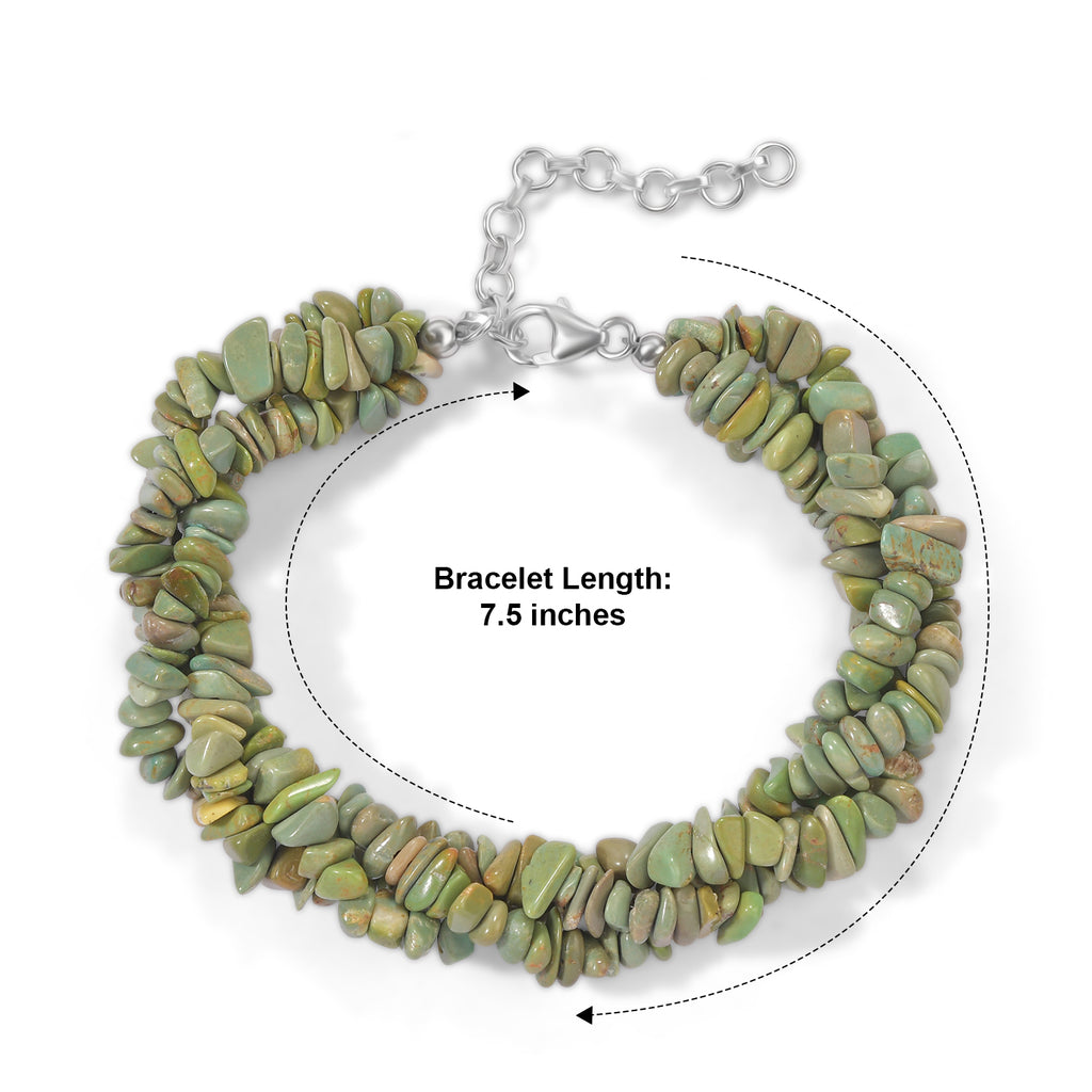 D'Joy - Green Turquoise Bracelet (Size - 7.5+2 Ext) in Rhodium Overlay Sterling Silver 100.00 Ct._8710292_4