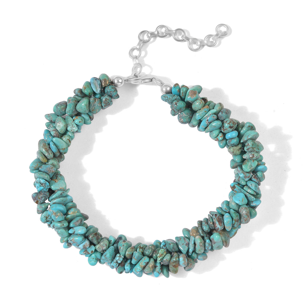 D'Joy - Blue Turquoise Bracelet (Size - 7.5+2 Ext) in Rhodium Overlay Sterling Silver 100.00 Ct._8710293