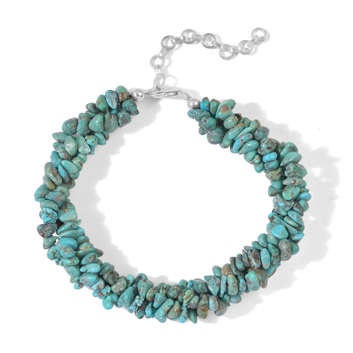 D'Joy - Blue Turquoise Bracelet (Size - 7.5+2 Ext) in Rhodium Overlay Sterling Silver 100.00 Ct. V32513613 0