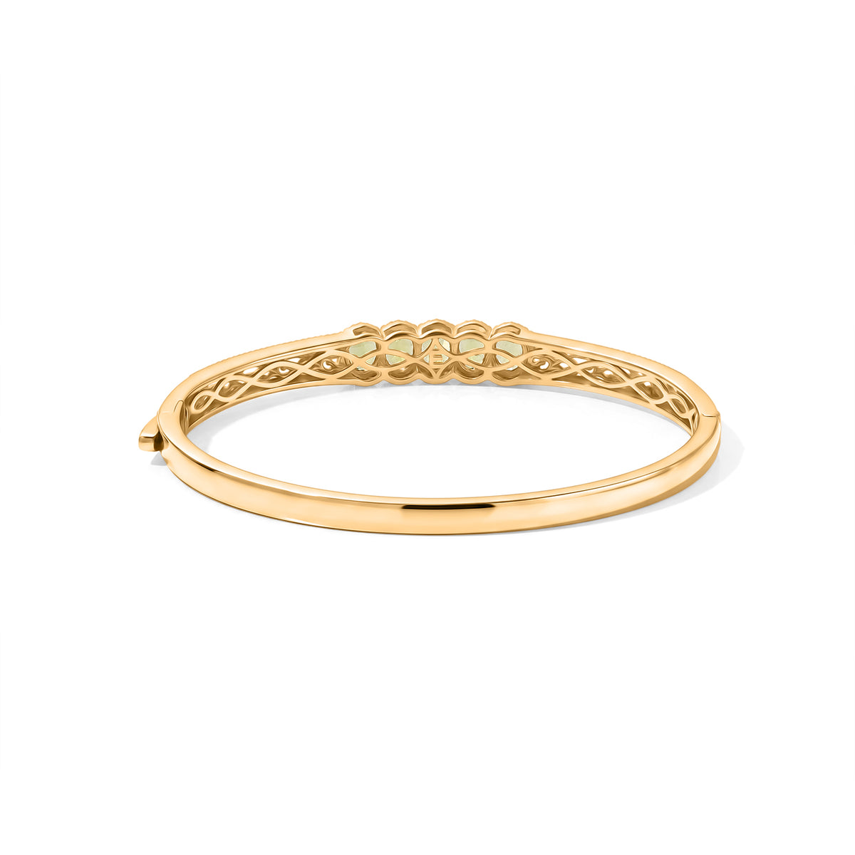 EverTrue - Natural Hebei Peridot 5 Stone Bangle (Size - 7.5) in Yellow Gold Tone 4.15 Ct. V32576681 5