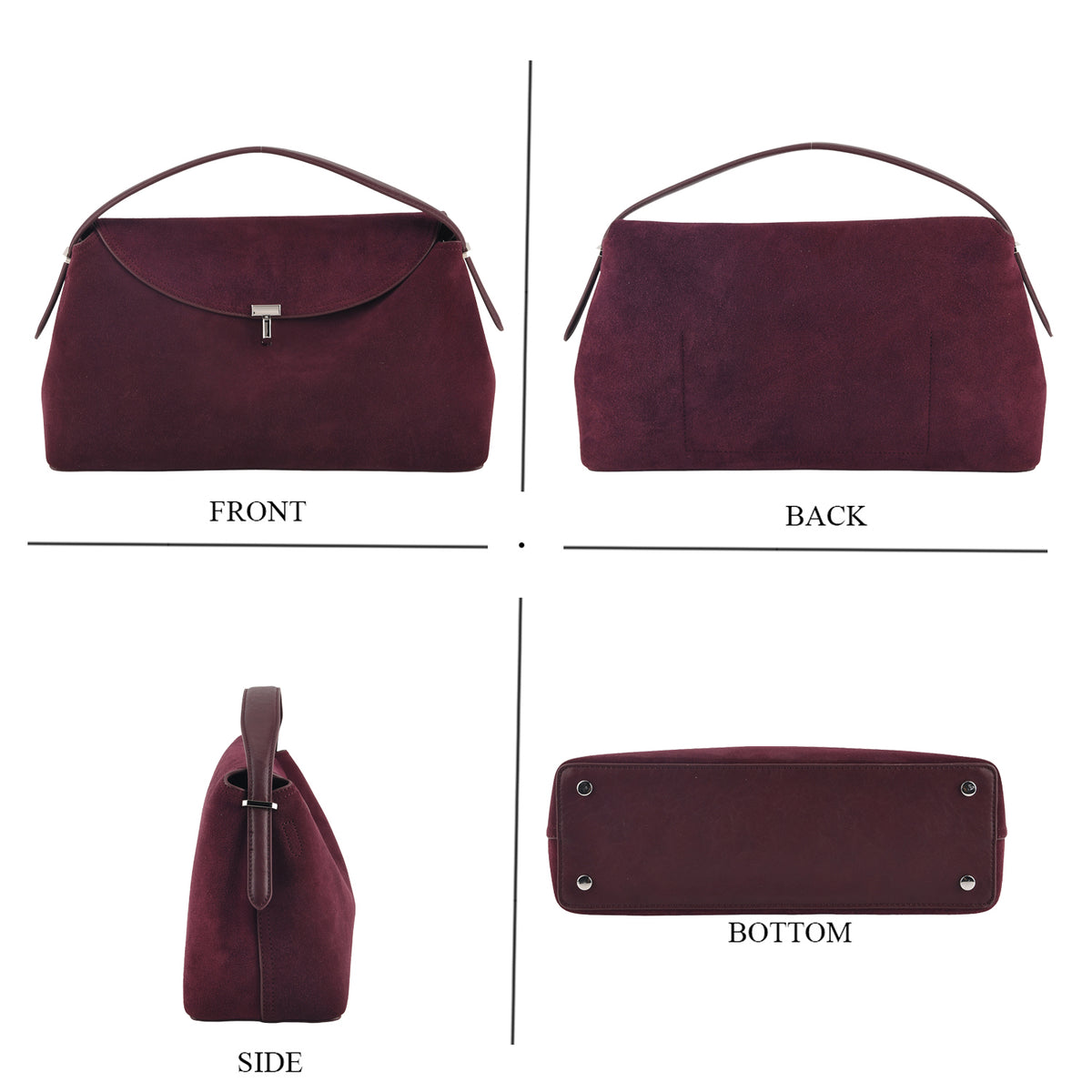Genuine Leather Crossbody Bag with Secure Lock Closure  - Burgundy 8710980 3