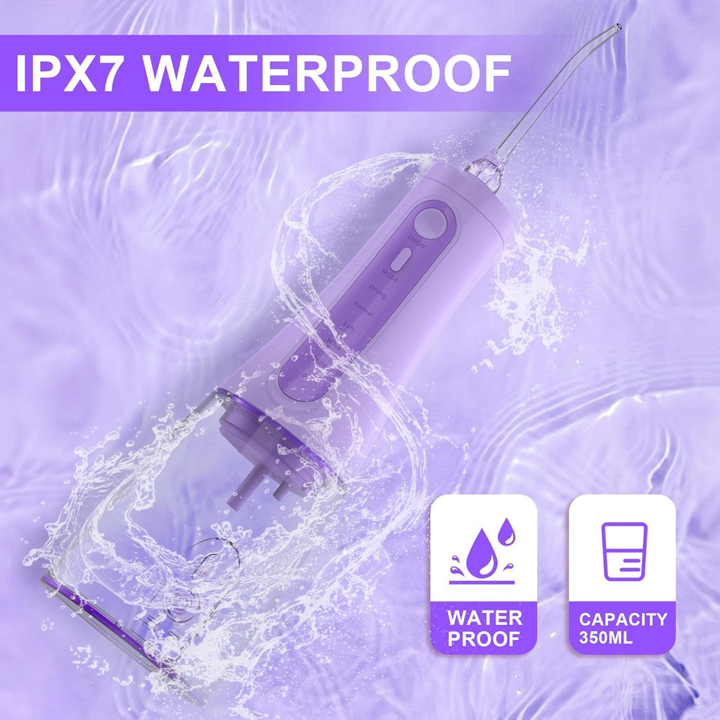 SEJOY Cordless Water Flosser with 5 Cleaning Modes, 6 Jet Tips & IPX7 Waterproof Design - Purple_8712276_5