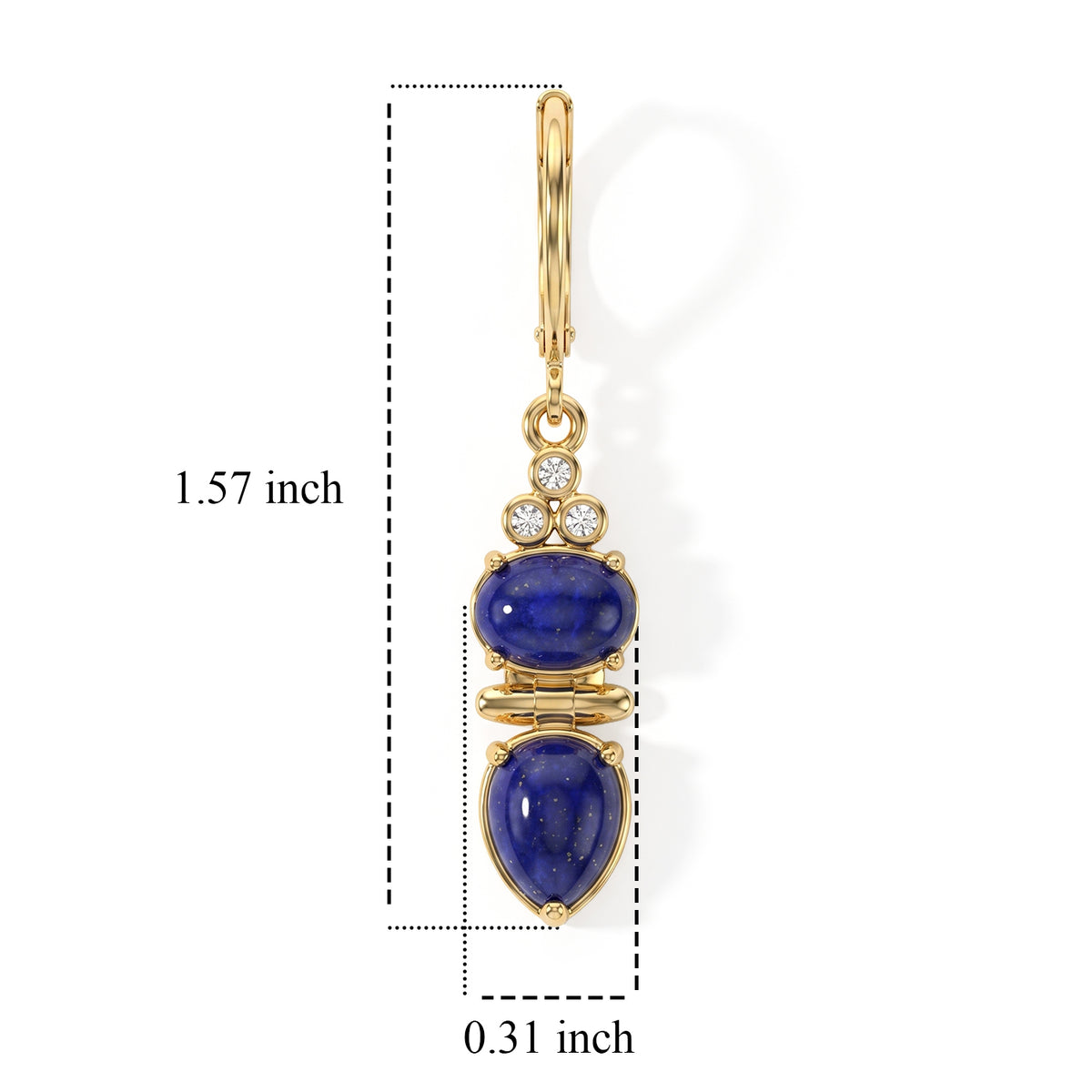 EverTrue - Lapis Lazuli &amp; Moissanite Dangling Earring with Lever Back in Yellow Gold Tone 6.10 Ct. V32564620 6