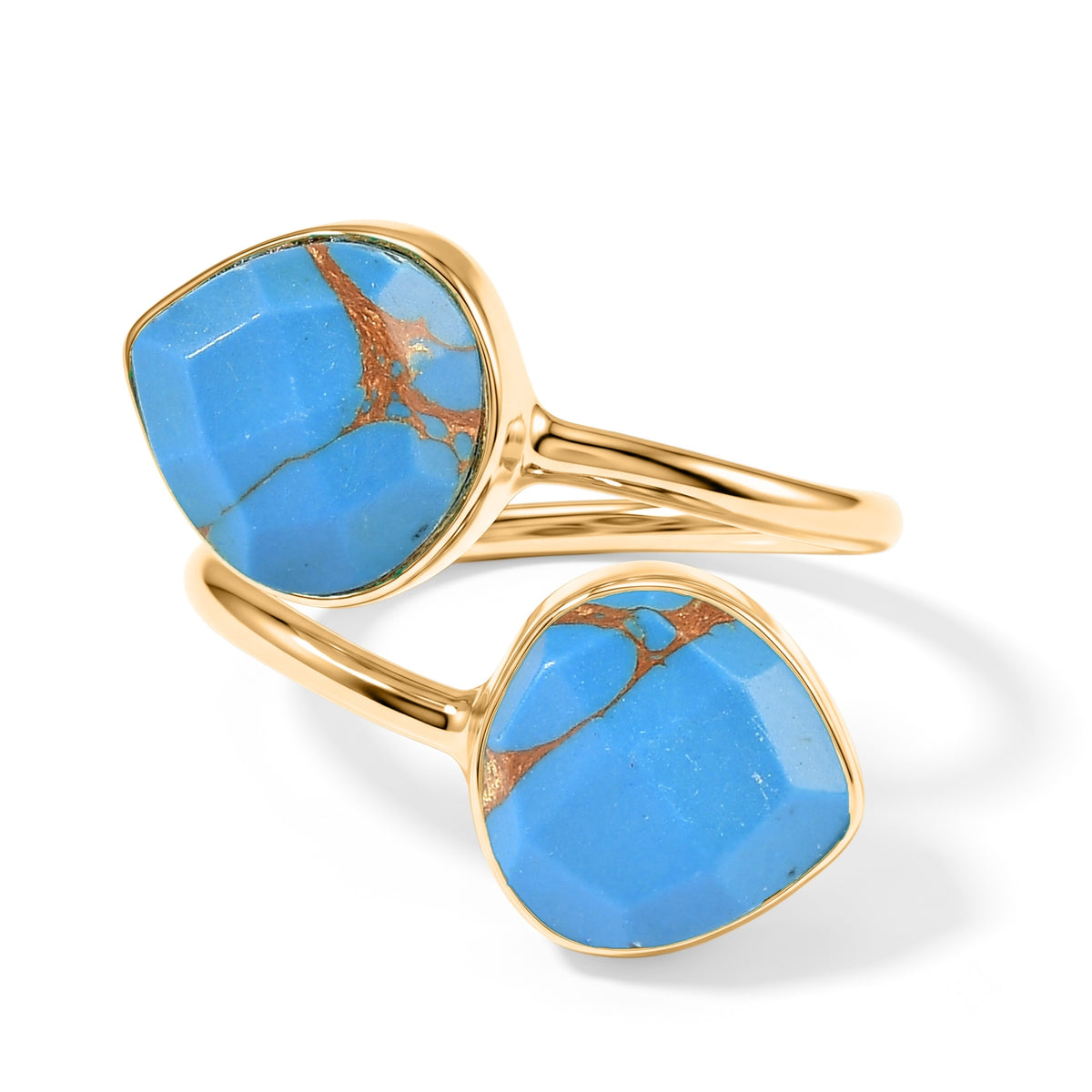 Blue Tourquise Elegant Adjustable Bypass Ring in Gold Tone 5.00 Ct. 8712470 0