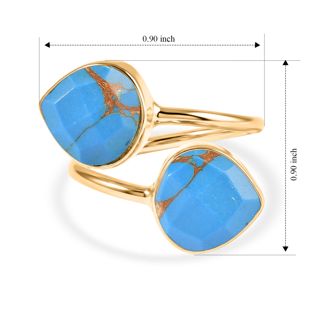 Blue Tourquise Elegant Adjustable Bypass Ring in Gold Tone 5.00 Ct. 8712470 4