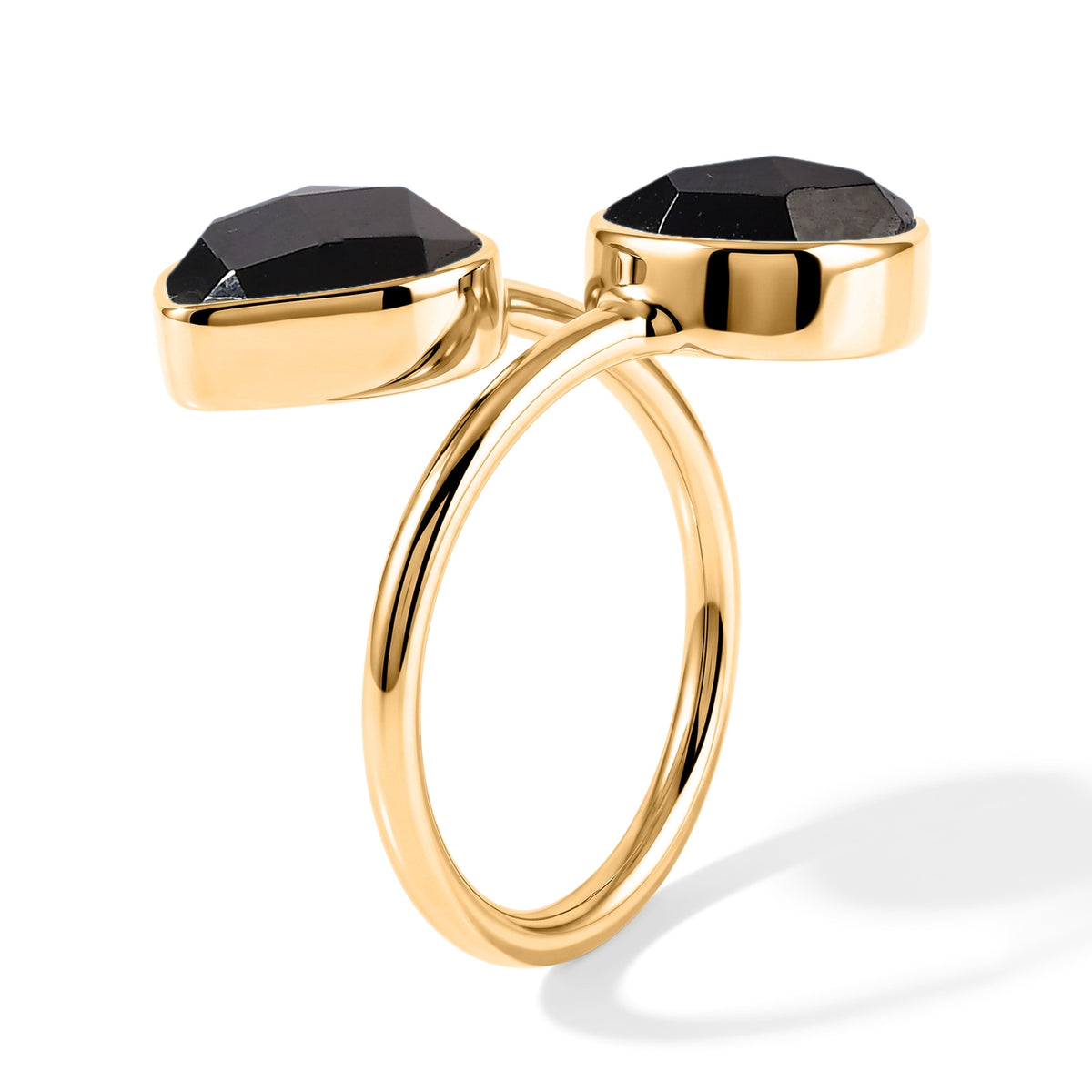 Black Onyx Elegant Adjustable Bypass Ring in Gold Tone 5.20 Ct. 8712471 3