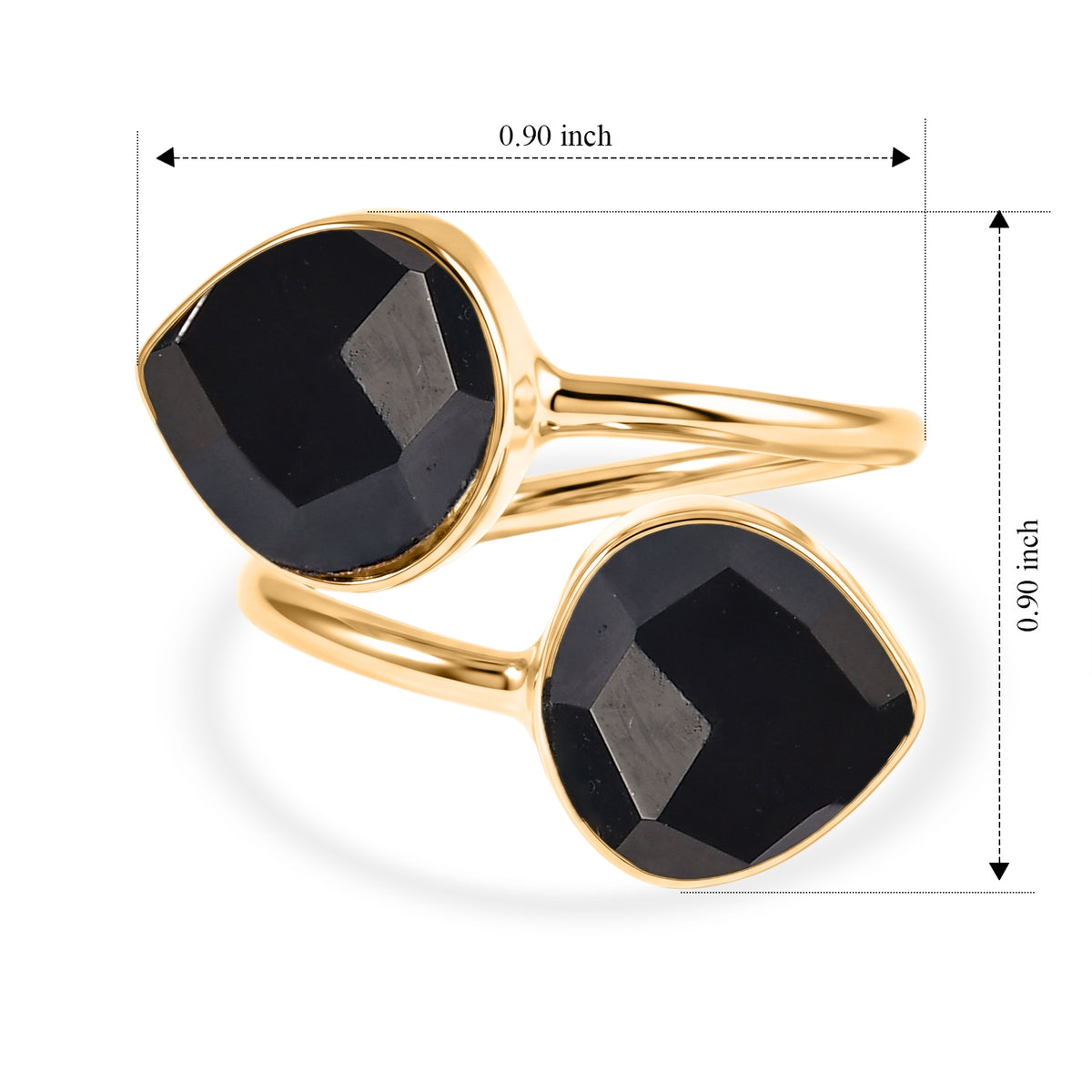 Black Onyx Elegant Adjustable Bypass Ring in Gold Tone 5.20 Ct. 8712471 4