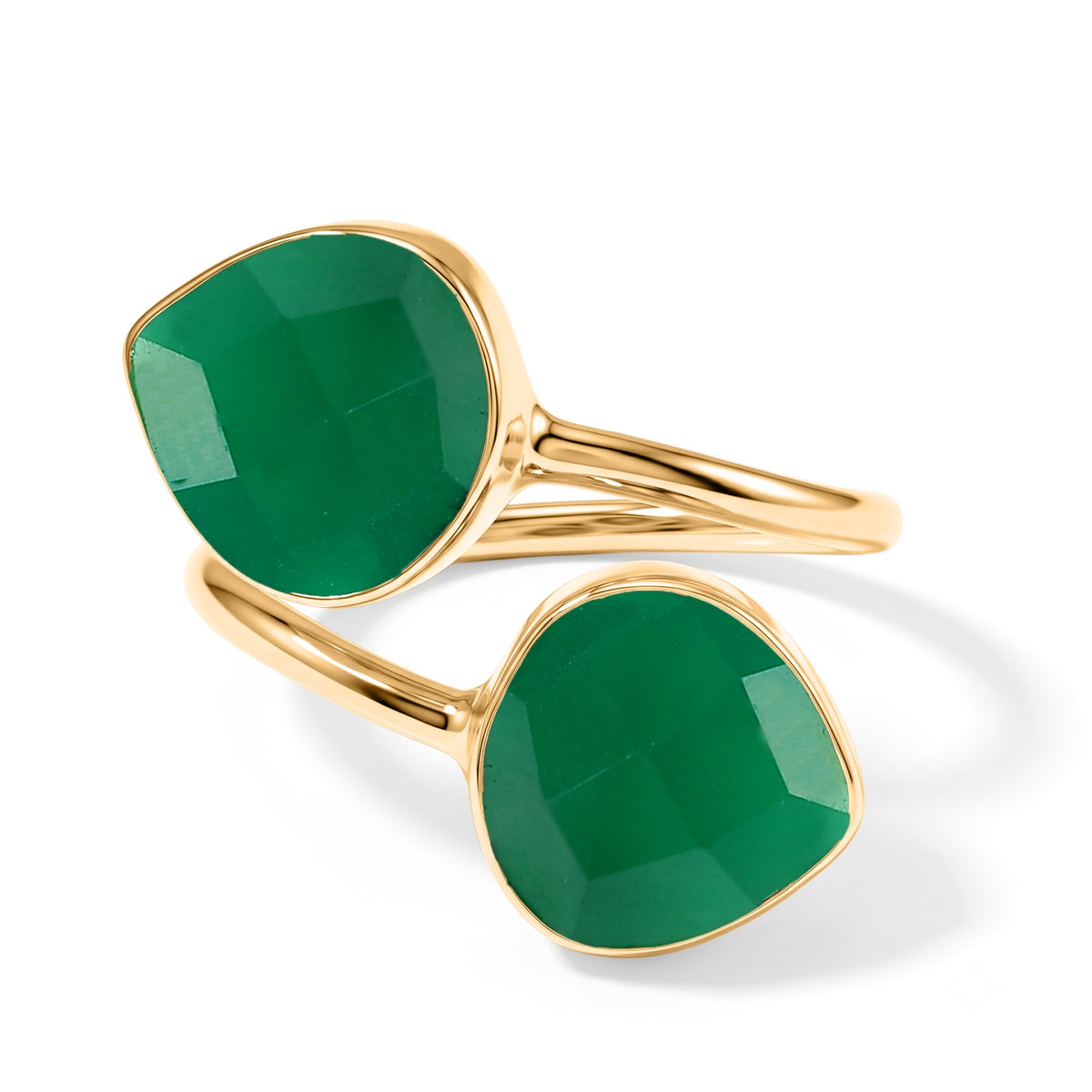 Green Onyx Elegant Adjustable Bypass Ring in Gold Tone 5.00 Ct. 8712472 0